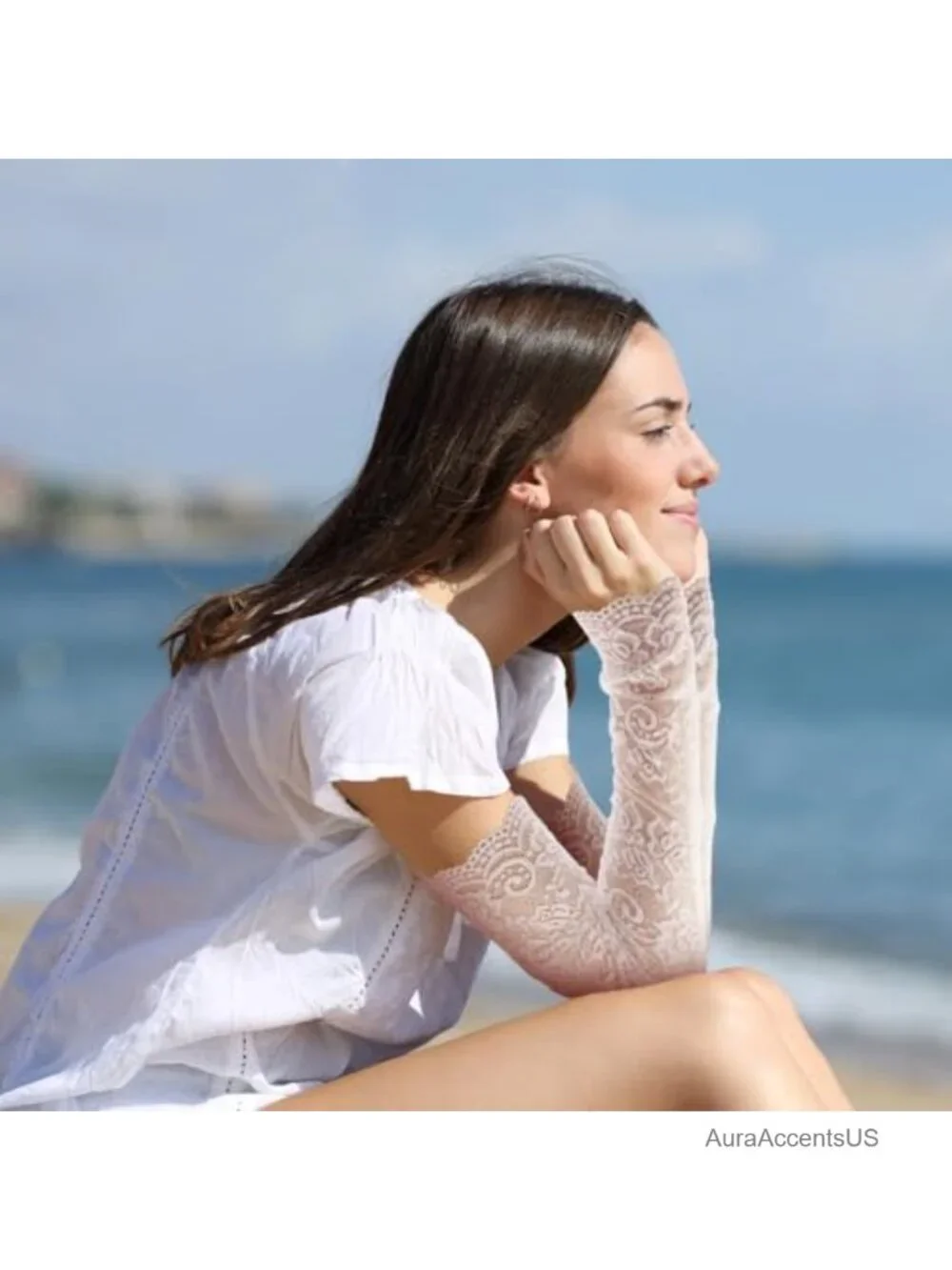Lace Fingerless Arm Sleeve Gloves for Driving Wedding UV Sun Protection